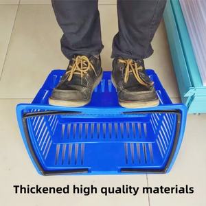 सुपरमार्केट प्लास्टिक खरीदारी भंडारण टोकरी ट्रॉली बड़ी क्षमता उत्कृष्ट भार वहन करने योग्य डबल हैंडल फैक्टरी - Product Image 3