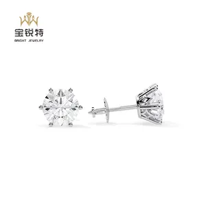 18k Gold Diamond Stud Earrings Custom Lab Grown Diamond Earrings Solitaire Diamond Earring