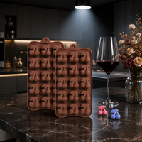 Mini kersen-vormige siliconen malletjes, 2 stuks, BPA-vrij, food grade, 15 holtes, ovenbestendig voor chocolade, snoep, gummy, gelei, fruit snacks