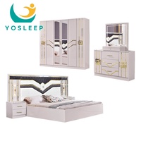 YOSLEEP Ensemble de chambre à coucher moderne de luxe sur mesure pour villa, avec lit double en bois avec rangement, mobilier de chambre moderne