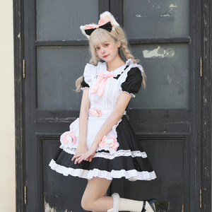 日本のスウィートロリータメイド服 原宿系ヴィンテージ風ラブリードレス かわいいパーティーメイド服 アニメコスプレ カフェエプロン衣装 - Product Image 4
