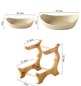 Assiette à fruits en céramique multicouche assiette à fruits secs de style européen support en <span class=keywords><strong>bambou</strong></span> et en bois - Product Image 5