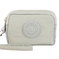 Dompet Koin & Tas Kunci Tahan Air Uniseks PU/Nilon Mini, Tempat Kartu Tiga Lapis, Tas Headphone Portabel Pendek 12X8Cm