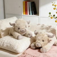 Peluche Vache des Highlands 40 cm, Douce et Moelleuse, Poupée Vache Allongée, Animal en Peluche Yak pour Cadeau d'Anniversaire Enfant