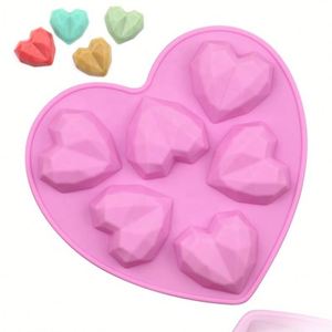 Moule en silicone réutilisable pour savon, bougie, résine, forme cœur diamant avec 6 petits trous, logo personnalisé, écologique, OEM/ODM - Product Image 1