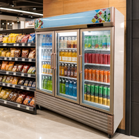 Réfrigérateur commercial à porte vitrée pour boissons, refroidisseur vertical avec éclairage gratuit pour supermarchés et magasins de proximité