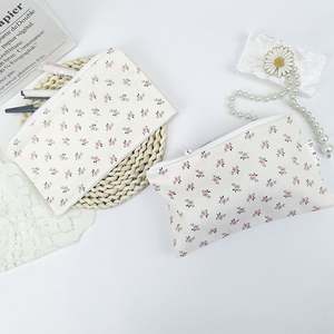 <b>Small</b> Flower Pattern Cotton Pouch Soft Comfortable Dust <b>Bag</b> Design Local Cotton Drawstring <b>Bag</b> 13*10 Taupe for Jewelry - Product Image 6