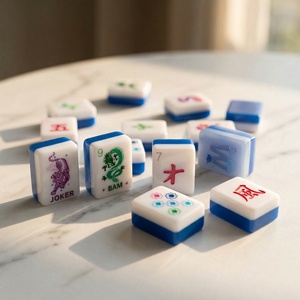 NatuGift – Nouvel ensemble de <span class=keywords><strong>Mahjong</strong></span> et d'échecs de luxe portable 4 couches pour enfants, style américain, 160 tuiles en acrylique, boîte pliable, échecs chinois - Product Image 4