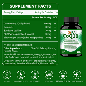 Supplément d'Oméga-3 super puissant 120 Gélules CoQ10 Gélules 400mg Améliorer la santé des tissus et des organes Non OGM - Product Image 2