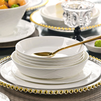 Nouvelle soupière en céramique de porcelaine blanche pure, grande, gaufrée, pour riz et nouilles, compatible micro-ondes