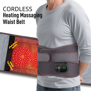 Red Light Heated Waist Belt Electric <b>Vibration</b> Massager Digital Display Velcro Strap Back Pain Relief Rechargeable - Product Image 3