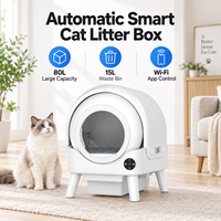 CE FCC RoHS OEM ODM 80L XXL Kotak Pasir Kucing WiFi Tertutup Penuh untuk Kucing dengan Tempat Sampah Tertutup, Kontrol Bau, Peringatan Status Abnormal