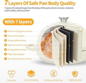 Panela de Ferro Fundido Esmaltado Europeia Popular da Polônia, 7 Camadas, Segura para Cozinhar e Assar em Casa - Product Image 4