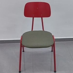 Chaise de salle à manger moderne minimaliste, pieds en métal, revêtement en tissu PU, assise multicouche rouge et verte - Product Image 5