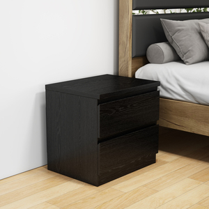 Black Nightstand 19.7 Inch 2 <b>Drawers</b> Handle Free Design Thickened Top Plate Small Side Table - Product Image 1