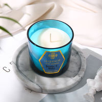Bougies de luxe personnalisées parfumées pour marque privée, livraison directe, cadeaux de baby shower, bougies courtes en verre coloré faites à la main, parfumées aux huiles végétales