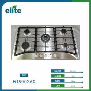 Piano Cottura a Gas Incasso Elite 86cm 5 Fuochi con Bruciatori Sabaf, Griglia in Ghisa, Superficie in Acciaio Inox, Controllo a Manopola - Product Image 1