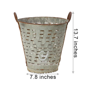 Prezzo di fabbrica 3.2 gallone rustico in metallo cestello di stoccaggio in metallo cesto di stoccaggio in metallo cesto per la casa giardino - Product Image 2