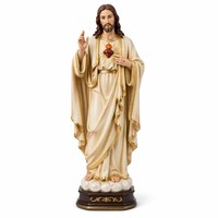 Statues de Saint Jésus et de la Vierge Marie en résine durable, peintes à la main, pour la décoration religieuse de la maison et de l'église