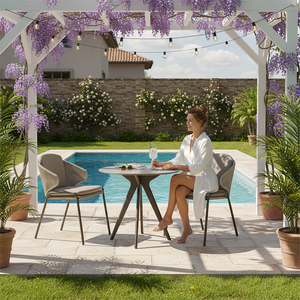 <span class=keywords><strong>Table</strong></span> à manger moderne en alliage d'aluminium et rotin pour <span class=keywords><strong>2</strong></span>/<span class=keywords><strong>4</strong></span>/6/8/10 <span class=keywords><strong>personnes</strong></span>, idéale pour les villas, les balcons, les loisirs en plein air, les hôtels et les maisons d'hôtes - Product Image 2