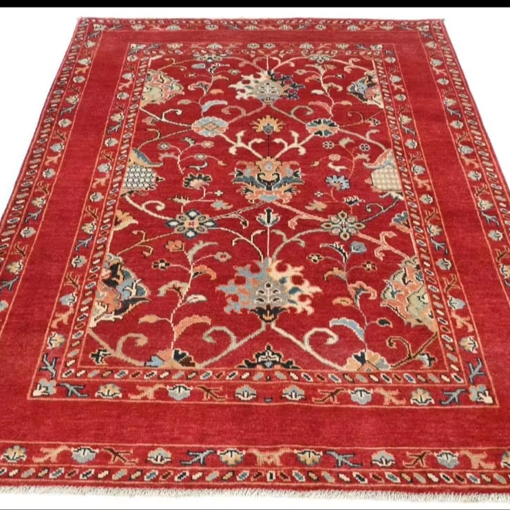 Tapis Pakistan | Tapis noués à la main en rouge foncé - Nain Trading