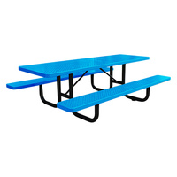 Mobilier d'extérieur 6 pieds 8 pieds Table de pique-nique commerciale en acier perforé Table de pique-nique d'extérieur Restaurant Jardin Patio Table à manger en métal avec banc