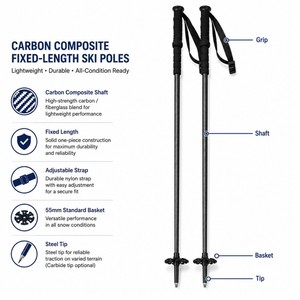 Bâtons de <span class=keywords><strong>ski</strong></span> en carbone composite Zeroring, longueur fixe, légers, pour neige alpine, vente en gros directe d'usine - Product Image 2