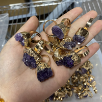 Vente en gros de bagues en pierre améthyste naturelle bague en grappe cristal brut cadeau bijoux en pierres précieuses bague réglable décoration de bouche