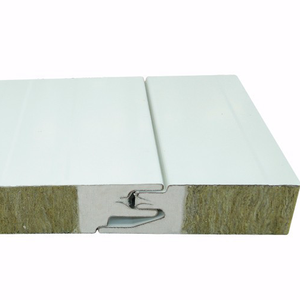 Panneau sandwich en <span class=keywords><strong>laine</strong></span> <span class=keywords><strong>de</strong></span> roche ignifuge, plaque d'acier anticorrosion, imperméable, hôtel, atelier, chambre froide, lieux sportifs, entrepôt - Product Image 1