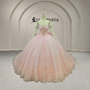 Vestido de Fiesta de Quinceañera Xy009 Color Rosa, Vestido de Gala con Hombros Descubiertos, Lazo Rosa, Estilo Vintage, 100% Poliéster, Cola de Capilla - Product Image 5