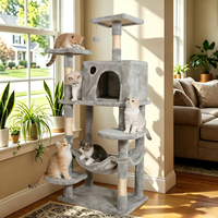 Arbre à chat de luxe multi-niveaux, grands formats, avec poteaux à gratter en sisal naturel et mobilier d'activités en peluche pour familles multi-chats