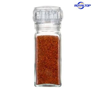 Vente <span class=keywords><strong>en</strong></span> gros de petites bouteilles carrées <span class=keywords><strong>en</strong></span> verre transparent de 120 ml/4 oz pour l'emballage du sel, du poivre et des épices avec un bouchon broyeur <span class=keywords><strong>en</strong></span> plastique - Product Image 1