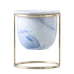 Pot de fleurs en céramique émaillée durable avec support en métal - Product Image 6