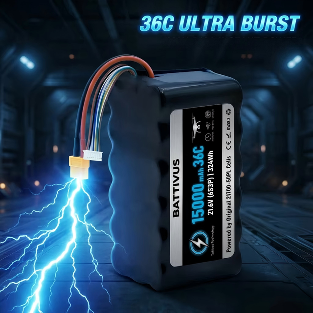 21700 50PL Tabless Light Weight Lithium Ion Akku Pack High C Rate HV 21.6V 6S3P 6S 15000mAh 25C RC Low IR UAV Drone Battery Pack