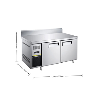 NE-1002 cocina comercial mesa de trabajo de preparación de alimentos con dos cajones 304 Acero inoxidable encimera refrigerador congelador Backsplash - Product Image 4