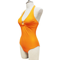 Maillot de bain une pièce pour femme maillots de bain licou froncé dos nu froncé dos nu avant anneau moyen cercle Design pour piscine d'été