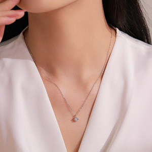 Collier et boucles d'oreilles simples en argent sterling 925 avec pendentif fleur en diamant pour femmes - Luxe abordable, polyvalent et de niche - Product Image 3