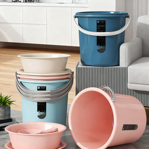 Ensemble de seaux en <span class=keywords><strong>plastique</strong></span> grande capacité, épaissis pour le stockage d'eau domestique, la lessive, le lavabo et le bain en dortoir étudiant. - Product Image 4