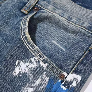Stile Streetwear Y2K decorazione con bottoni a vita media svasati Jeans <span class=keywords><strong>da</strong></span> <span class=keywords><strong>uomo</strong></span> Slim Fit <span class=keywords><strong>pantaloni</strong></span> a zampa di elefante in Denim - Product Image 4