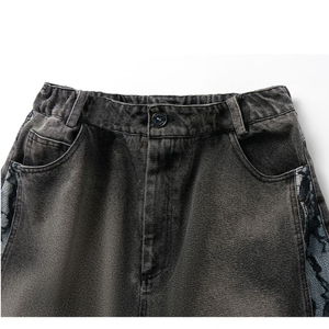 Pantalones Cortos Vaqueros Personalizados para Hombre de una <span class=keywords><strong>Empresa</strong></span> de Ropa, Pantalones Cargo Vaqueros Deslavados, Pantalones de Estilo Urbano con Estampado de Pitón Desgastado - Product Image 2