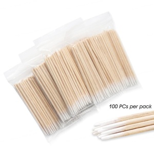 Brosse à coton ultra-petite en bois, mini-brosse jetable en kapok, coton biologique, outil de maquillage pour extensions de cils - Product Image 2