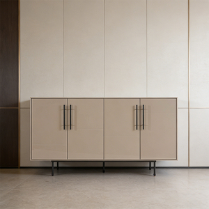 Buffet de salle à manger rectangulaire moderne avec finition laquée, pieds en acier inoxydable, style nordique - Product Image 1