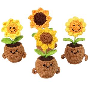 Punto de ganchillo positivo girasol <span class=keywords><strong>corazón</strong></span> <span class=keywords><strong>Cactus</strong></span> suculenta planta en maceta para decoración del hogar profesores de San Valentín regalo del Día de la madre - Product Image 5