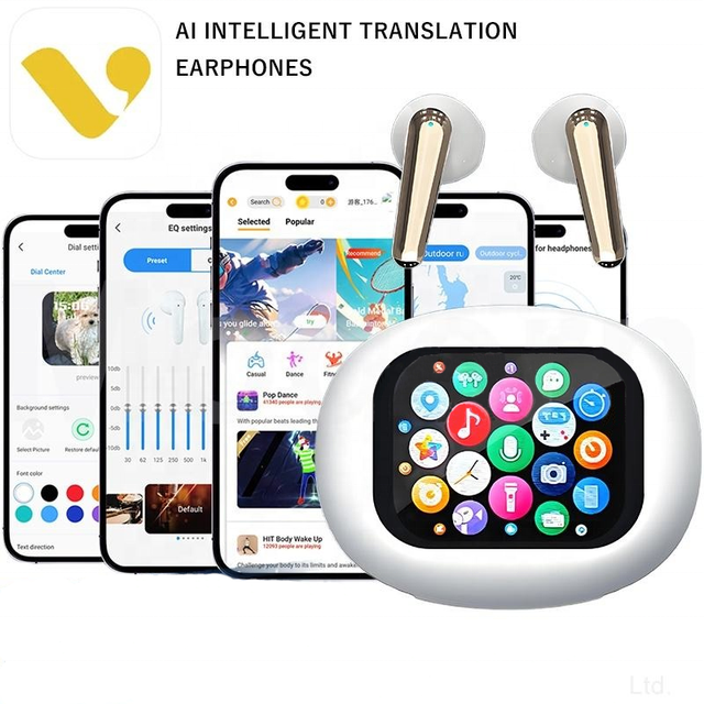 YX56 Somatosensory Charging Case Earbuds Touch Screen Digital Display AI Translator ANC IPX6 Waterproof Speaker Meeting Modes