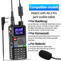 ABBREE Headset Earpiece PTT 2 Pin Profesional Audio Jernih Aksesori Walkie Talkie untuk BF-888S UV-5R 5RM Penggunaan Online Wasit