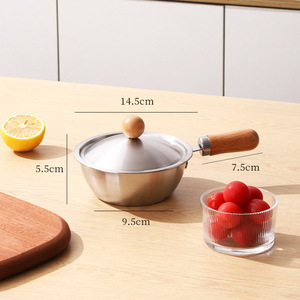 <span class=keywords><strong>Casserole</strong></span> à lait en acier inoxydable avec poignée en bois, résistante à la chaleur, compatible <span class=keywords><strong>induction</strong></span>, base antidérapante <span class=keywords><strong>pour</strong></span> la cuisson des nouilles, camping, cuisine - Product Image 6