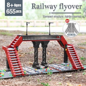 Mold King 12008 giocattoli ferroviari set educativi attraversamento della ferrovia blocchi di costruzione per il trasporto ferroviario overpass per bambini - Product Image 4
