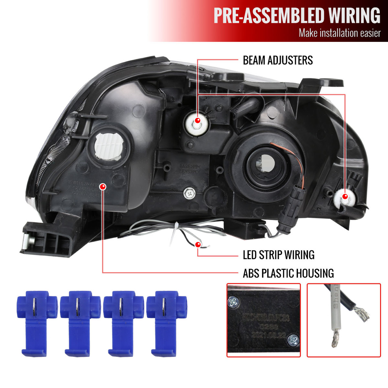 Apply to JDM Headlight LED DRL for Honda Civic 1996-1998  EK EJ  Car Head Lamp Fit LHD Auto Parts Image 4