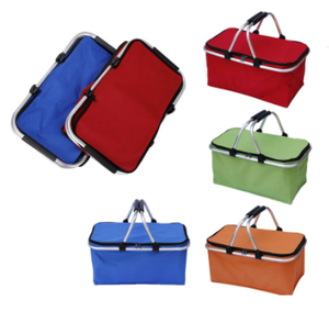 Haute qualité <span class=keywords><strong>petit</strong></span> Double poignée pliable pliant en aluminium Shopping extérieur pliable toile Shopping pique-nique déjeuner <span class=keywords><strong>panier</strong></span> - Product Image 3
