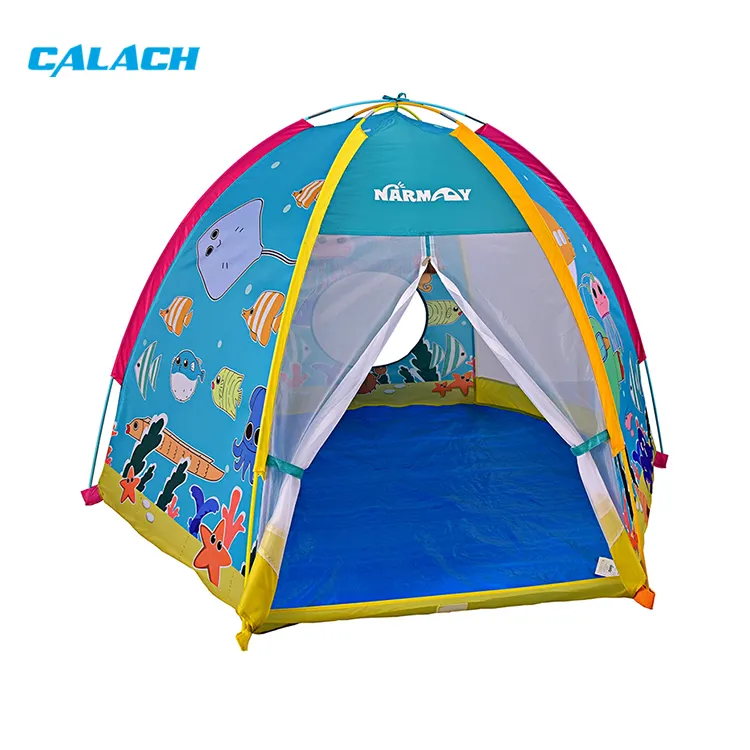 어린이 놀이 텐트 1-2 인 바다 동물 인쇄 캠핑 텐트 어린이를위한 실내 야외 텐트